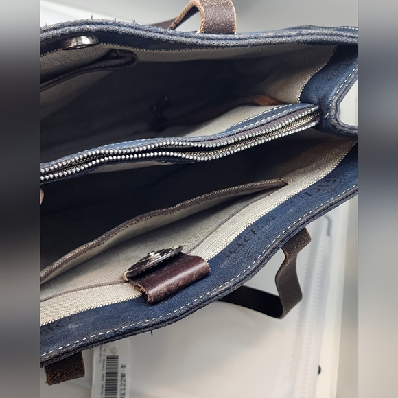 DOONEY & BOURKE black Monogram Eastwest Canvas Tote with leather straps - Picture 4 of 5